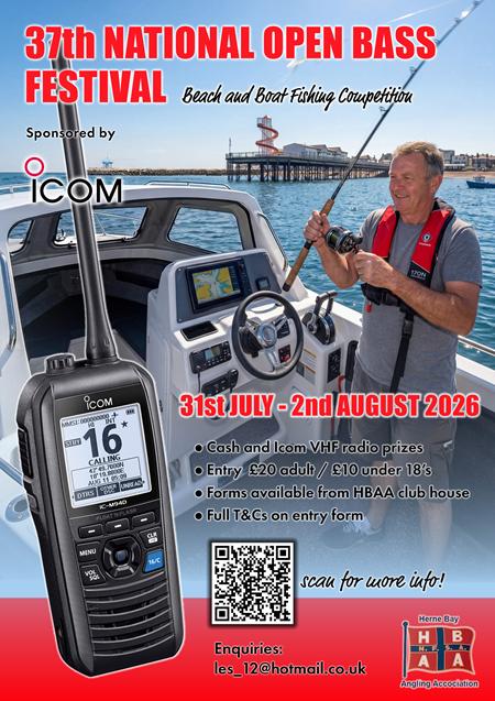 Icom UK Proudly Supports the 2026 Herne Bay Bass Fishing Festival