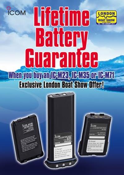 Exclusive London Boatshow Offer - Icom Lifetime Battery Guarantee