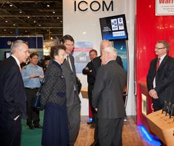 HRH The Princess Royal visits the Icom Stand at the London Boat Show 2015
