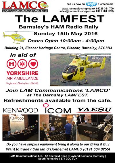Meet ICOM at ‘The Lamfest’, Barnsley Ham Radio Rally on Sunday, 15th May 2016