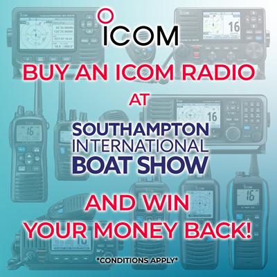 Buy an Icom Marine VHF Radio at the Southampton Boatshow with a Chance of Getting Your Money Back!