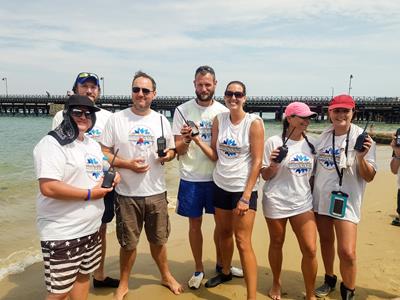Icom Support Swimming the Solent Charity Swim with Safety Radios 