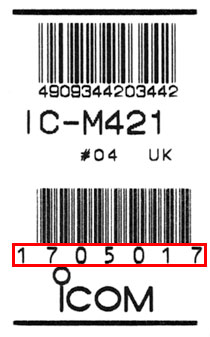 Icom Serial Number Label